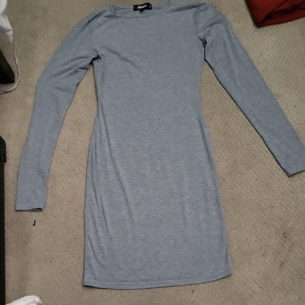 Missguided+ Classic Gray Long Sleeve Dress